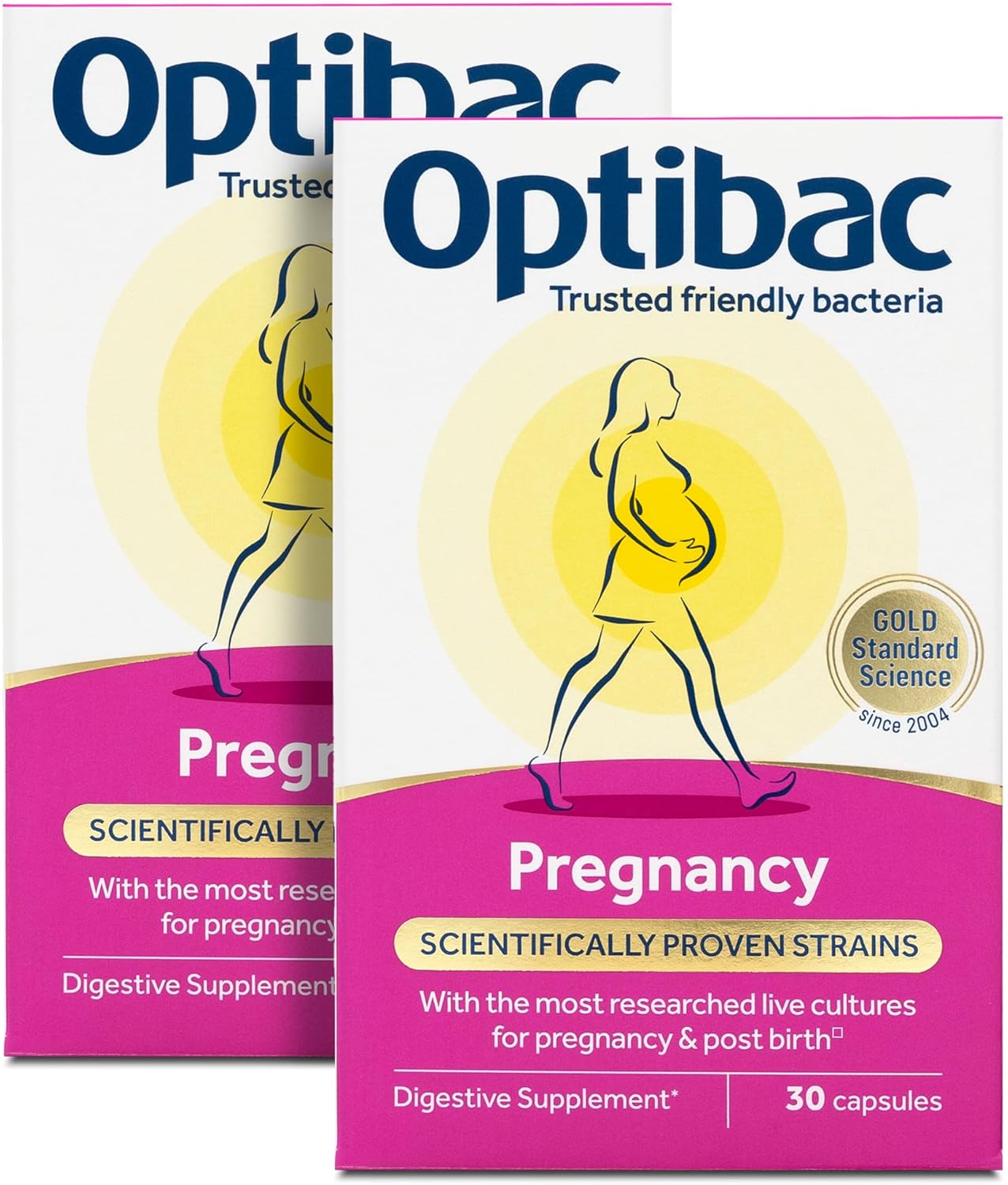 Optibac Probiotics Pregnancy - Vegan Probiotic Supplement with FOS Fibres for Pregnant & Breastfeeding Women - Extensively Researched Formula for Gut & Intimate Flora - 60 Capsules