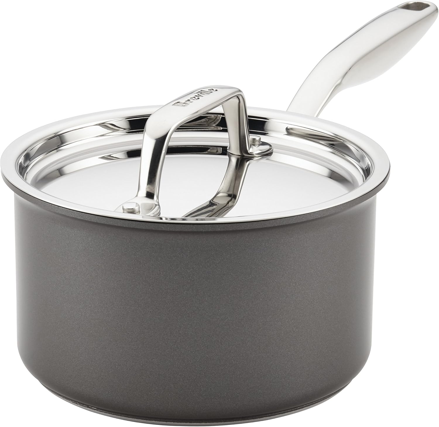 Breville - 84478 Breville Thermal Pro Hard Anodized Nonstick Sauce Pan/Saucepan with Lid, 2 Quart, Gray
