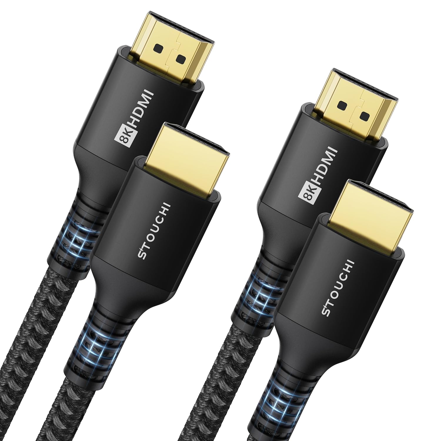 Stouchi HDMI Cable 8K 2m 2 Pack, Ultra HD 48 Gbp/s High Speed 8K60hz 4K120hz 144Hz 165 Hz RTX 3080 DSC eARC Dynamic HDR10 4: 4: 4 HDCP 2.2 & 2.3 Dolby, Compatible with TV / PS5 / Xbox Black