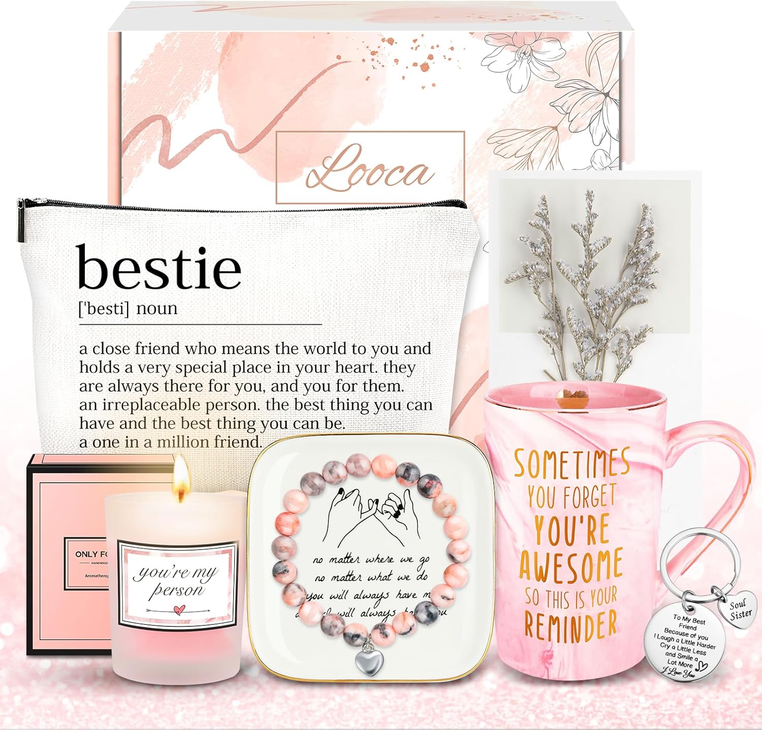 Looca Best Friend Birthday Gift Basket for Women - Unique Friendship Gifts for Bestie, BFF