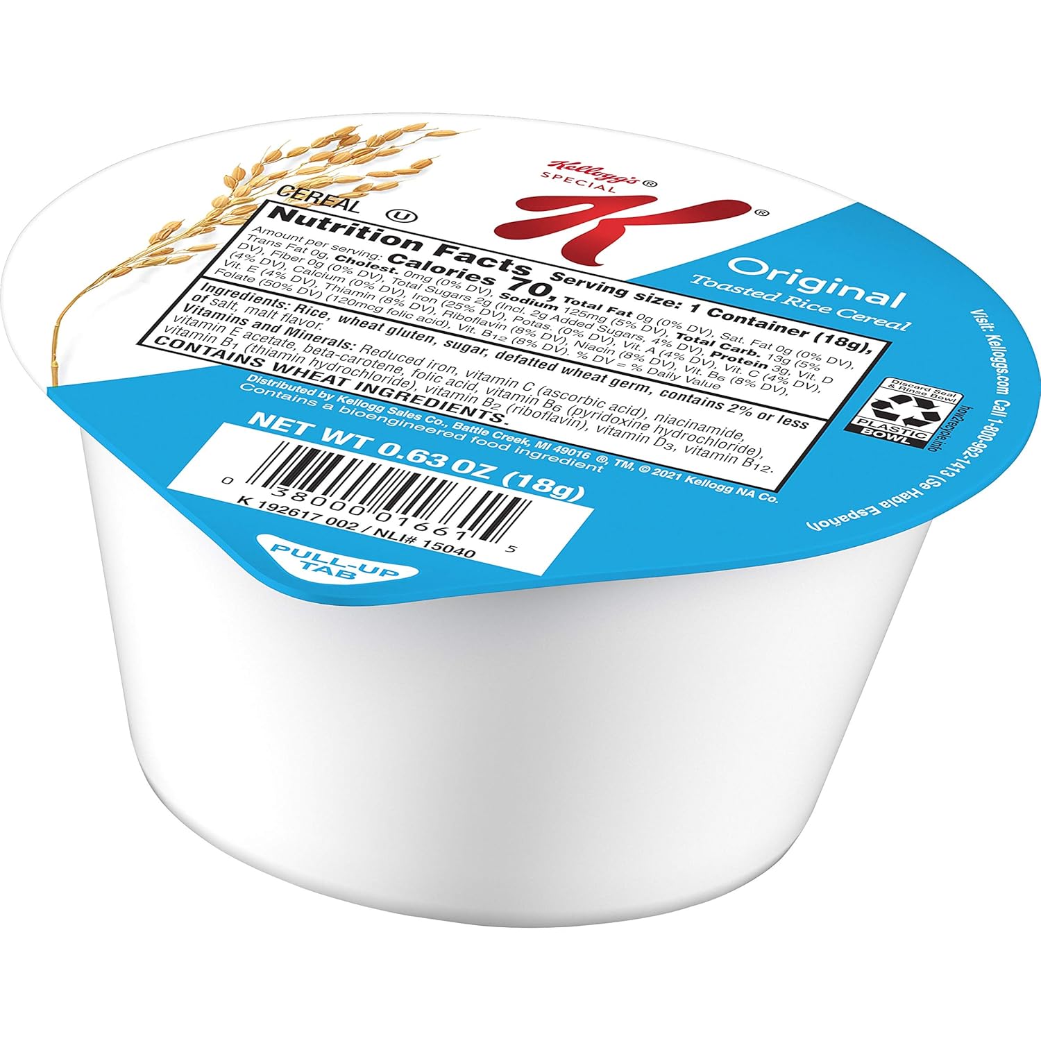 Kellogg's Special K, Breakfast Cereal, Original, .63oz (96 Count)