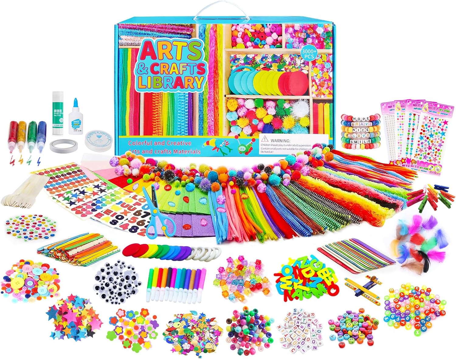 Itopstar Arts and Crafts for Kids -5000pcs+ Art Supplies Kids Art Supplies Great for School, Homeschool and Kindergarten DIY Crafting Projects-Giant Craft Box for Kids Art Supplies