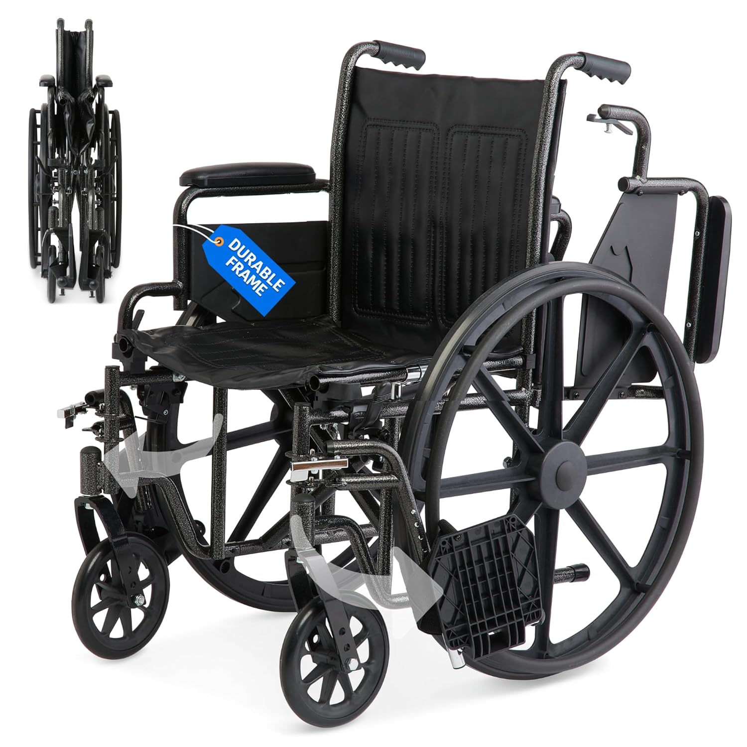 Medline K2 Basic wheelchair with 18"W seat, removeable desk-length arms and swing-away leg rests