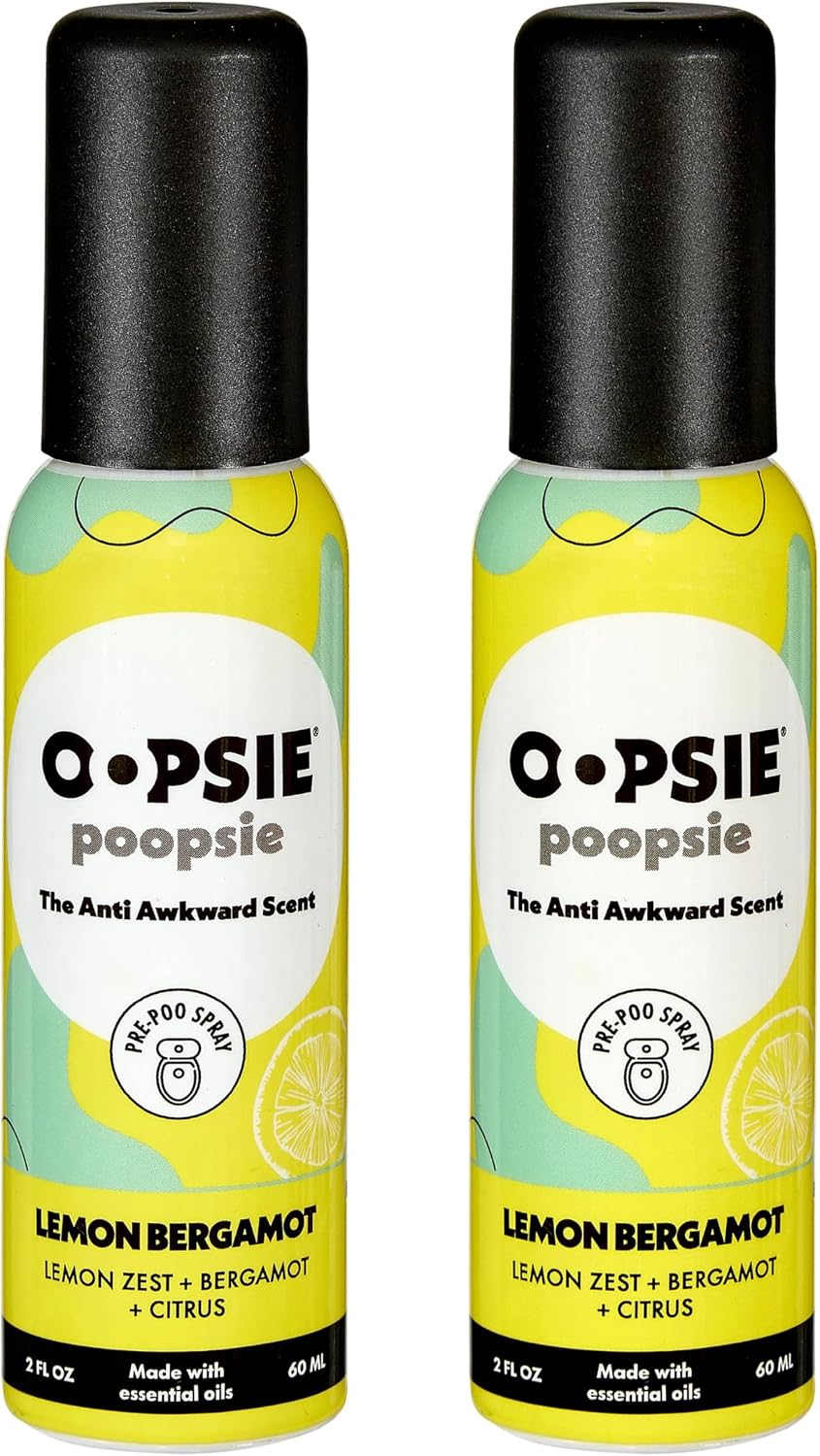 Oopsie Poopsie Pre GO toilet spray, discreet & portable original odor deodorizer scents. Perfect for purses, pockets and backpacks. Pre-poo spray to use on the go 2 Oz bottle Lemon Bergamont 2 pack