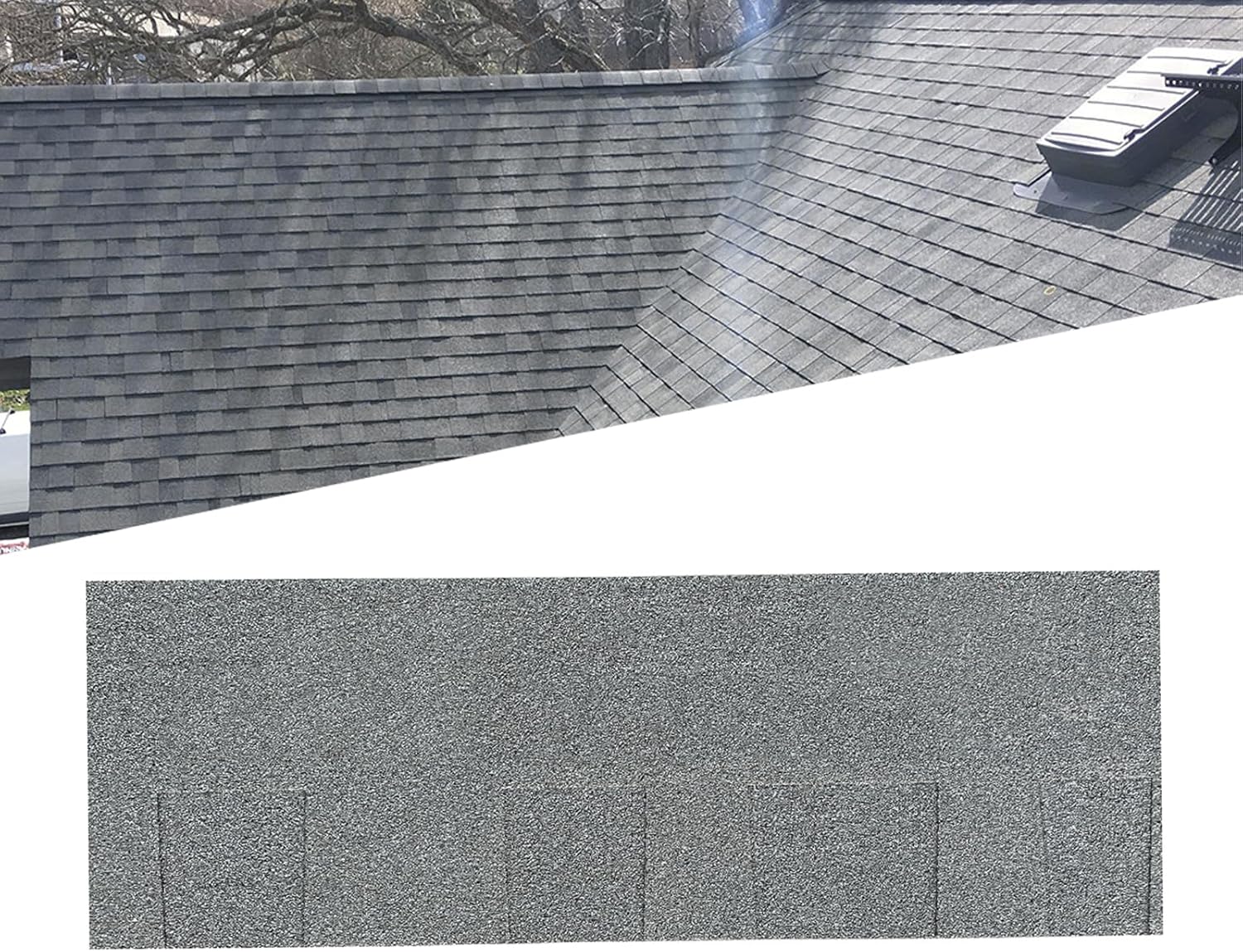 INMOZATA 14pcs/2.03sqm Asphalt Roof Shingles, Thickness 5.2mm Self-Adhesive Roofing Felt Tiles for Roof Sheds, Weather Resistant Waterproof Roofing Tiles(Grey, Three-Dimensional Square)