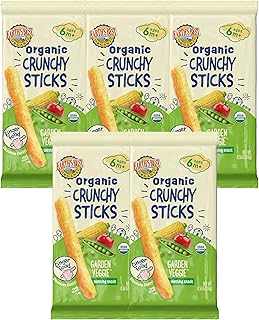 Earth's Best Organic Baby Food, Dissolvable Teething Snack for Babies 6 Months and Older, Garden Veggie Crunchy Sticks, .56 oz Pack (Pack of 5)