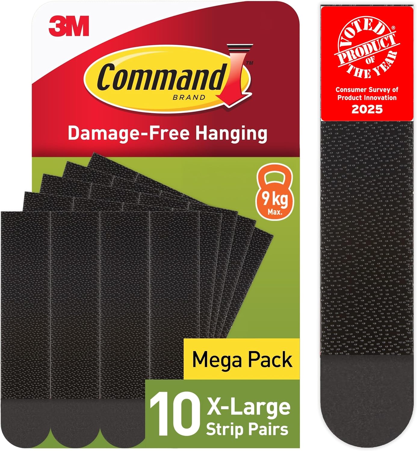 Command Picture Hanging Strips, Black, X-Large, 10 Pairs (20 Strips) - Adhesive Strips - for Pictures, Frames, Mirrors, Wall Decor - Damage Free Hanging