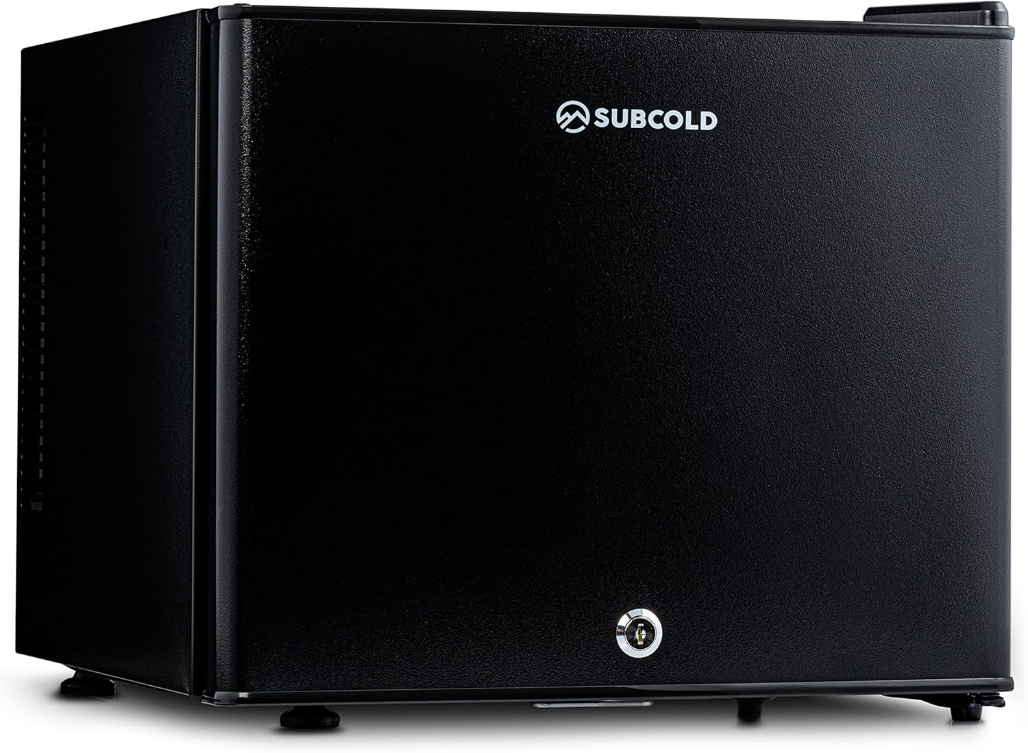 Subcold Aire20 LED Mini Fridge | 20L Small Table Top Model | Quiet Frost Free Fridge for Bedrooms & Hotels | Lockable with Solid door & interior LED light (Black)
