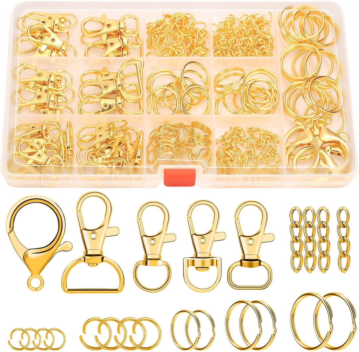 PAXCOO 300PCS Keychain Making Kit, Keychain Craft Supplies Including Key Chain Clips, Lanyard Snap Hooks, Key Rings and Jump Rings for Key Chain Making, Purse Making, Lanyard Making