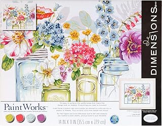 Dimensions , Rainbow Flowers, PaintWorks Paint by Numbers Kit for Adults and Kids, 14'' x 11'