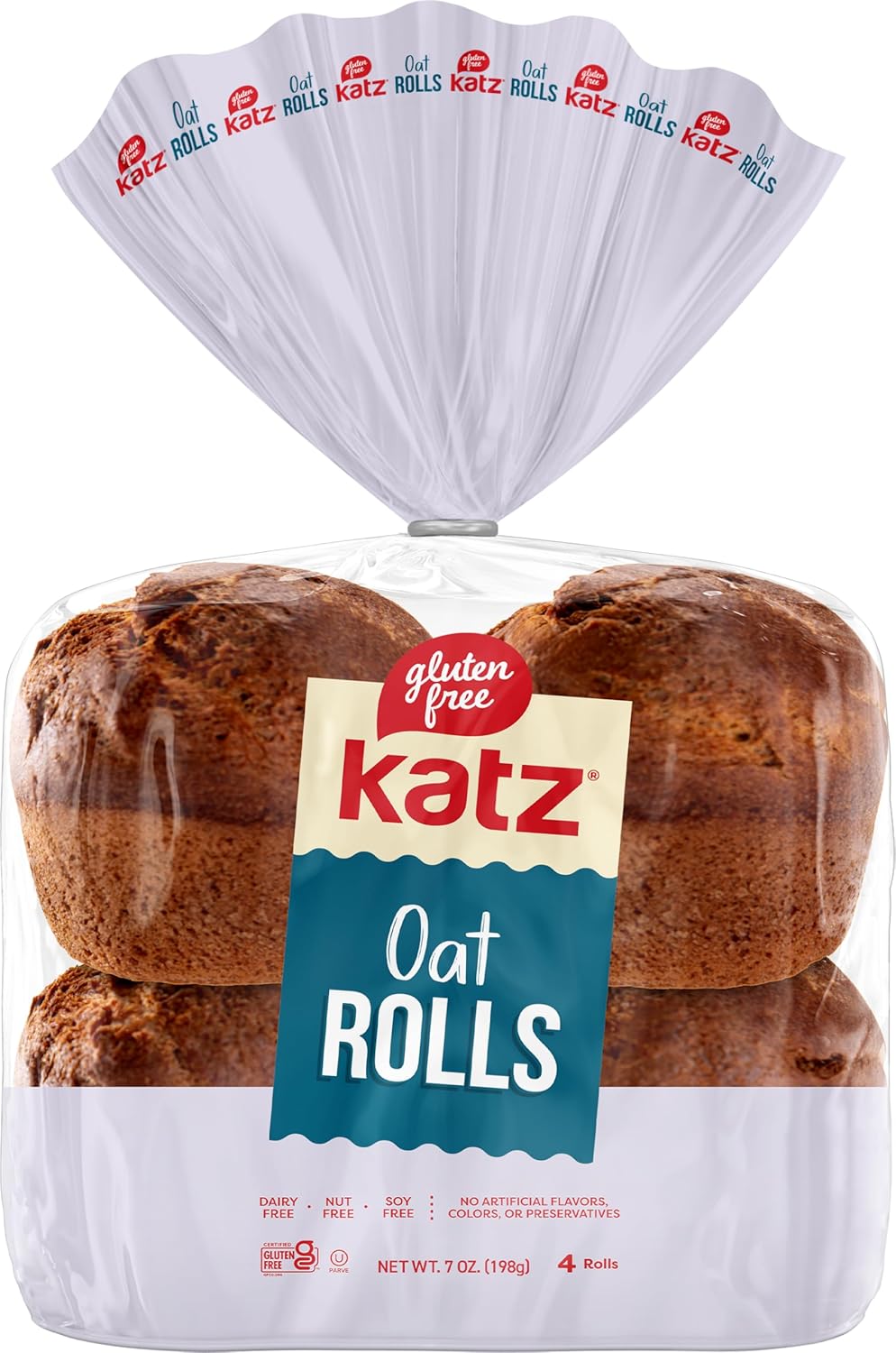 Katz Gluten Free Oat Rolls | Dairy Free, Nut Free, Soy Free, Gluten Free | Kosher (1 Pack of 4 Rolls, 9 Ounce)