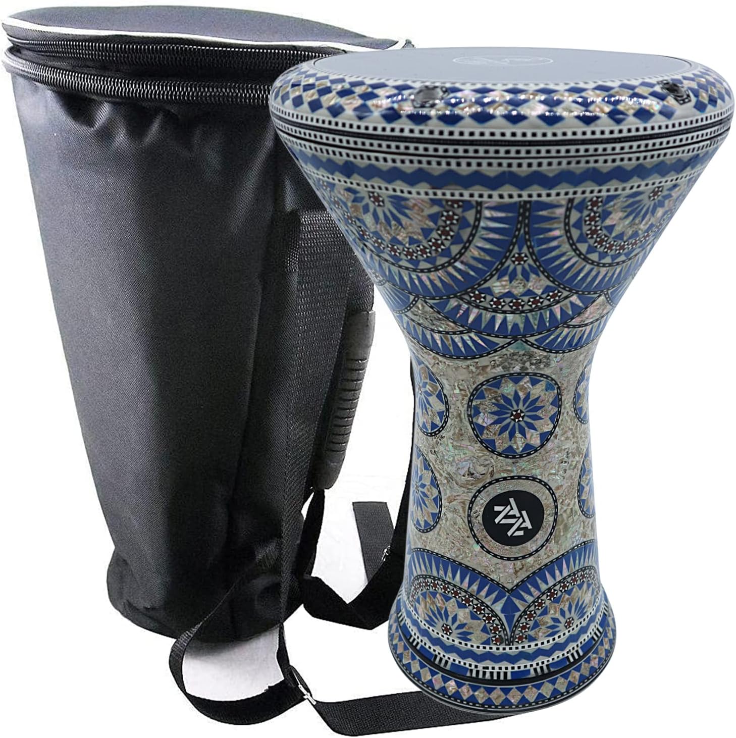 The 17.5" Zaza Percussion Egyptian Mother of Pearl Darbuka Doumbek (Blue Star)