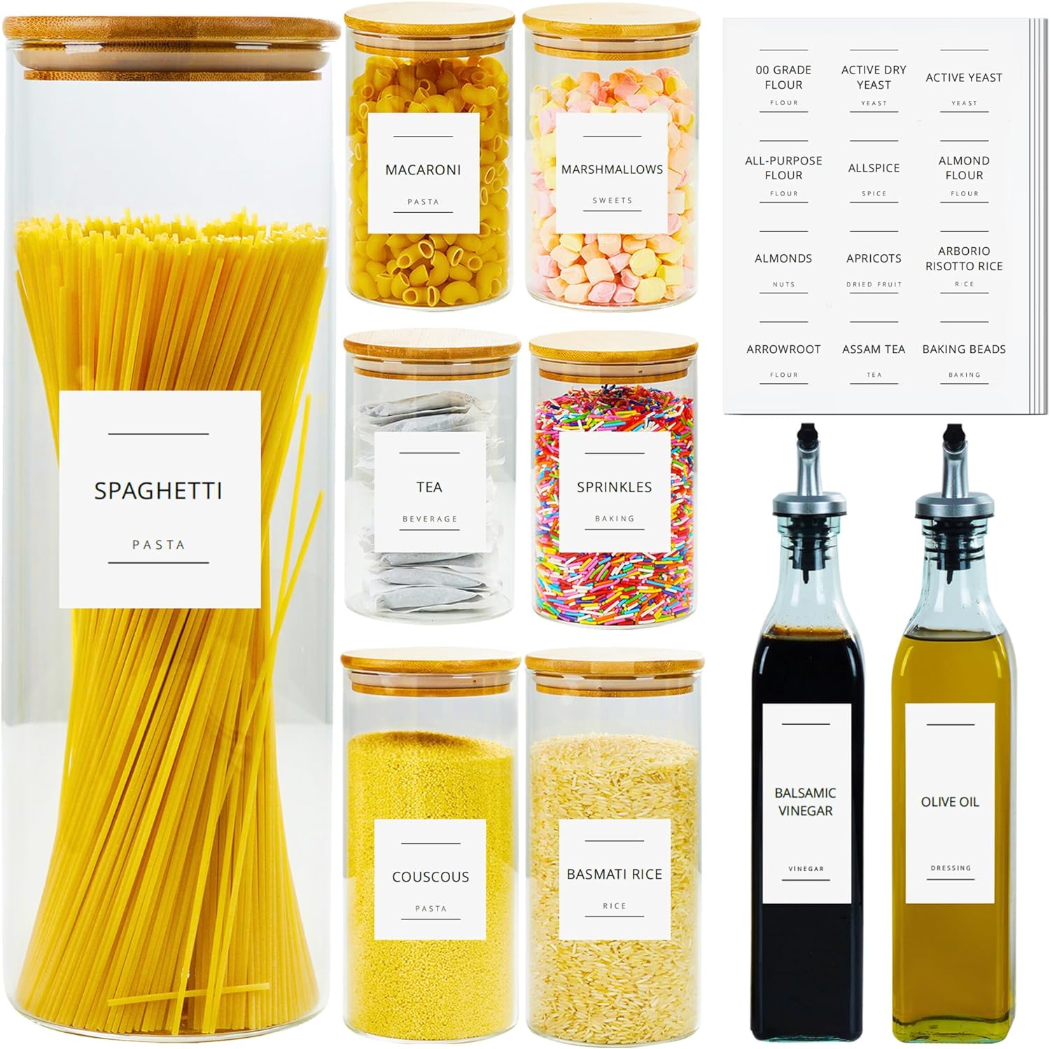 Fix Space 356 Pantry Labels - UK Based Ingredients - Waterproof Pantry Labels Jars - Kitchen Labels Containers - Perfect Pantry Kitchen Jar Labels- Storage & Organisation Jar Labels (Pantry Labels)