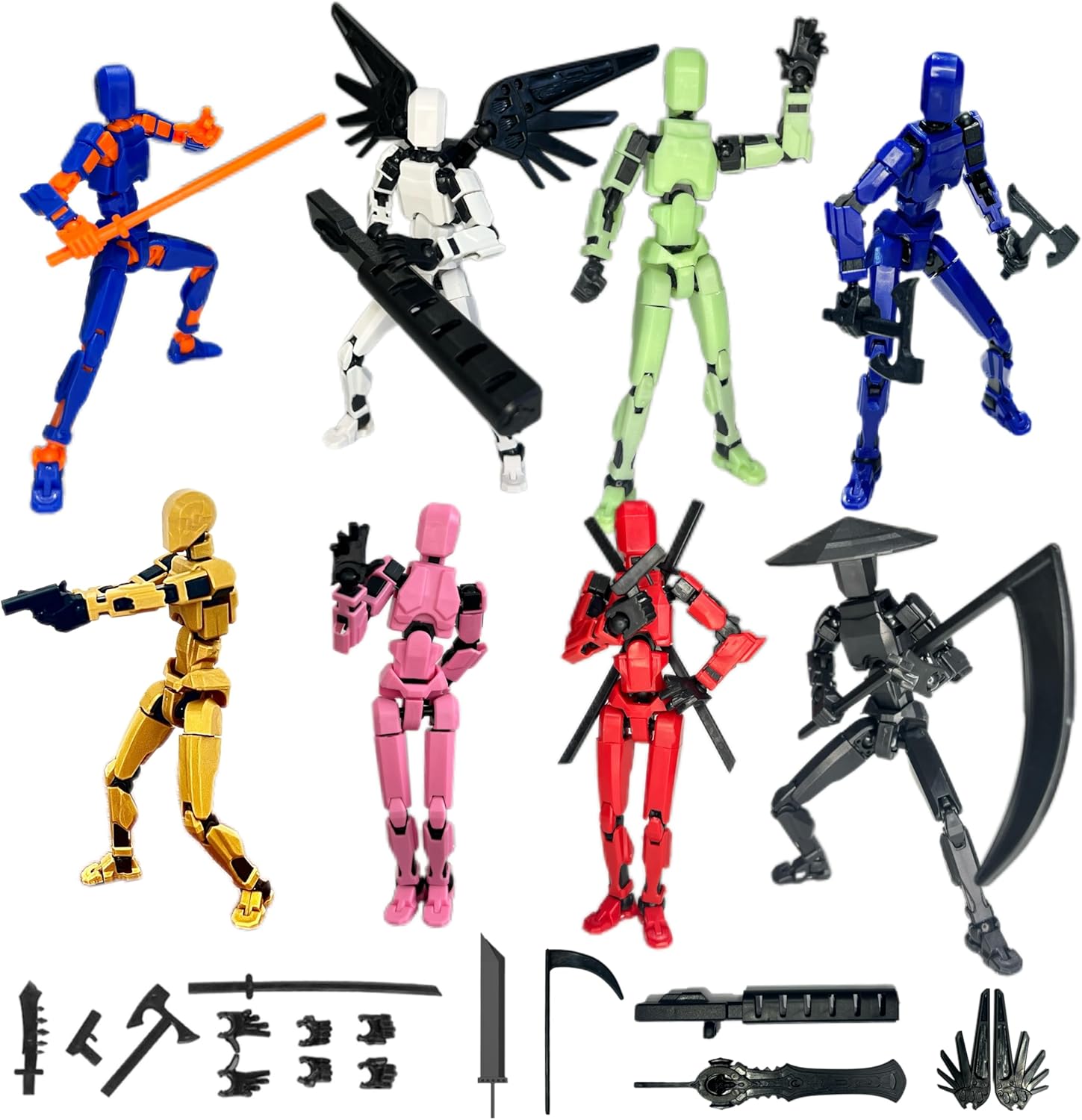 (Assembly Completed) 8 Packs T13 Action Figure Set, 3D Printed ActionFigure Toy Gifts for Kids, Dummy 13,Robot 13 Action Figure Full Body Mechanical Doll Christmas Birthday Gift for Boys Girls