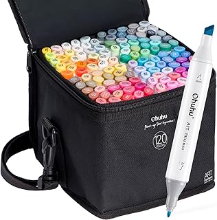 Ohuhu Alcohol Based Art Markers - Double Tipped Coloring Marker Set for Adults Coloring Students Beginners Sketching Illustration - 120 Colors - Chisel & Fine - Oahu of Ohuhu Markers - Refillable Ink