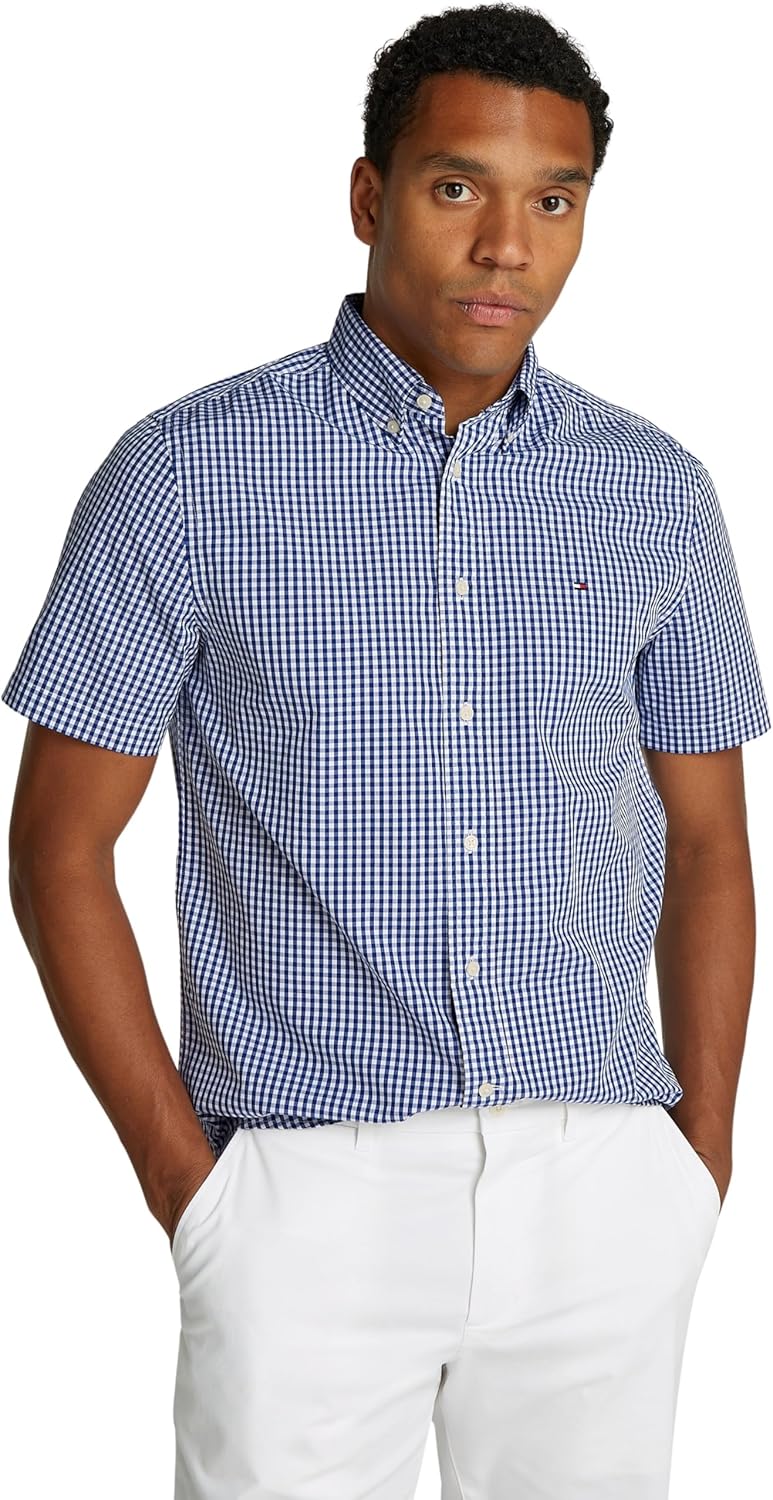 Tommy Hilfiger Men’s Short Sleeve Flex Poplin Check Shirt