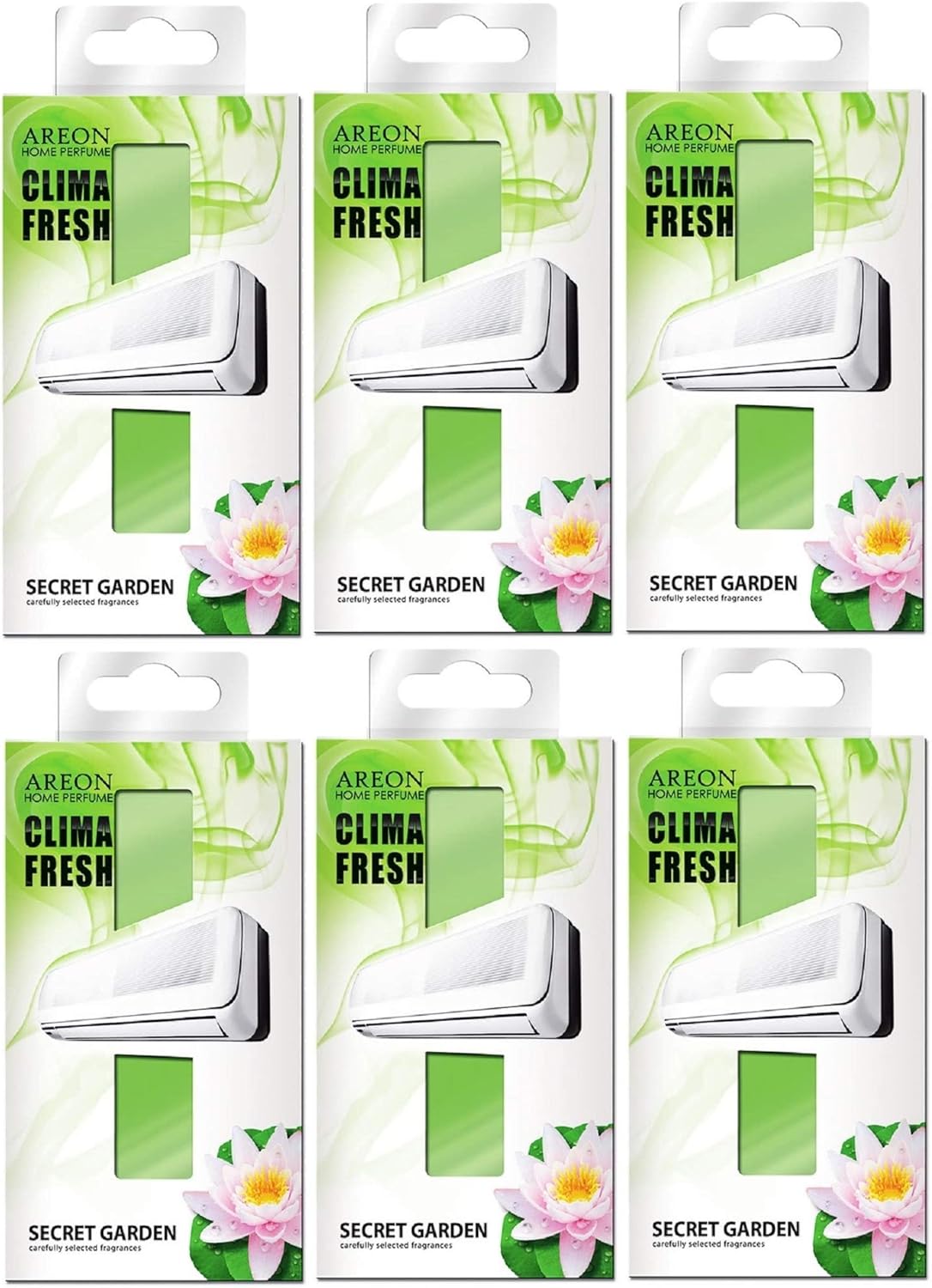Areon Clima Air Freshener Home Conditioner Secret Garden Multi Pack Set of 6