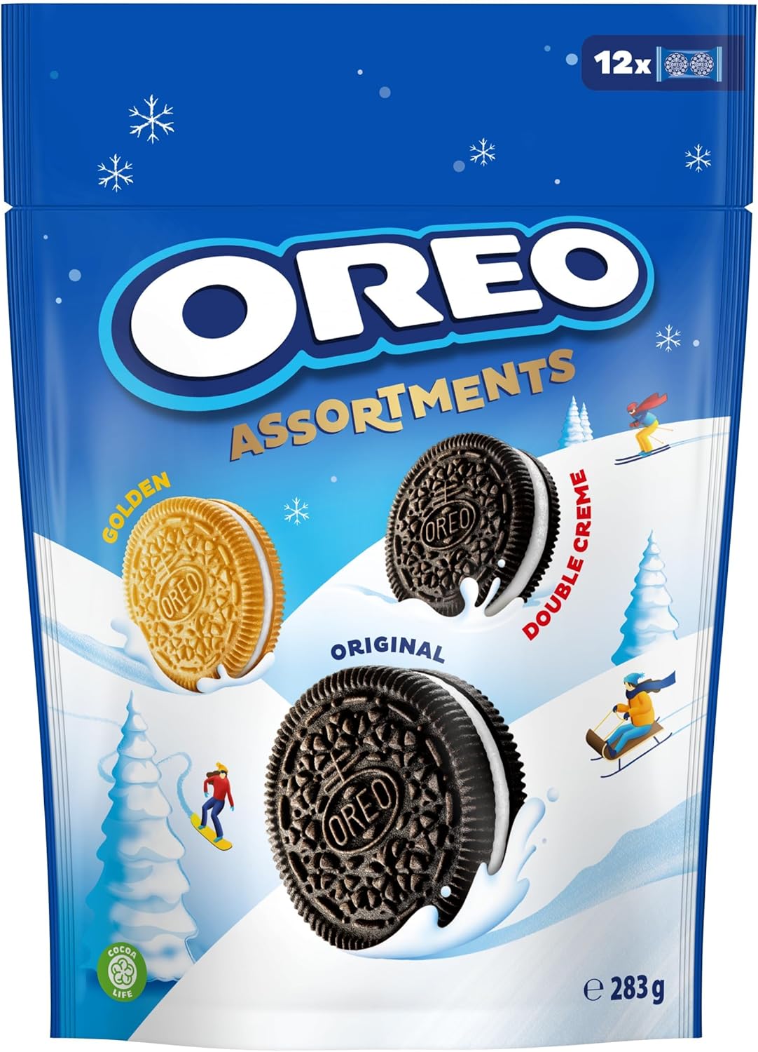 Oreo Festive Assortments, Include Oreo Original, Golden Crème & Double Crème Biscuits, Perfect Stocking Filler Gift, 285 g (Pack of 1)