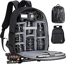 TARION Camera Backpack Bag Small - Professional DSLR Camera Bag with Waterproof Rain Cover Laptop Compartment Photograhy Backpack Case Black TB-S