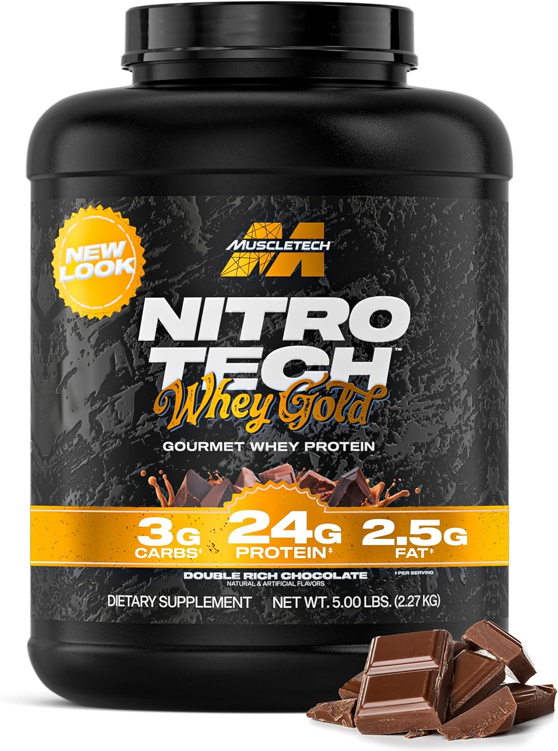 Muscletech Whey Protein Powder | MuscleTech Nitro-Tech Whey Gold Protein Isolate Smoothie Mix for Muscle Gain | Chocolate, 5 lbs (69 Serv) (package varies)