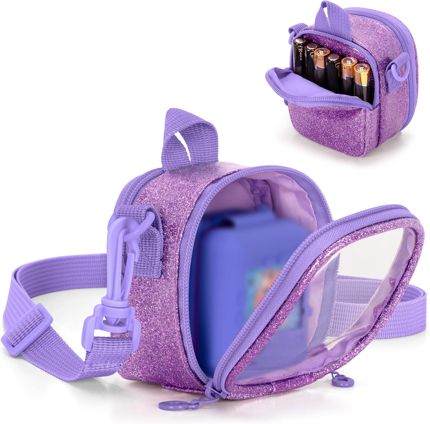 LoDrid Travel Carrying Case Compatible with Bitzee Interactive Toy Digital Pet, Storage Bag with Adjustable Shoulder Strap for Virtual Electronic Pets and Accessories, Purple, Bag Only