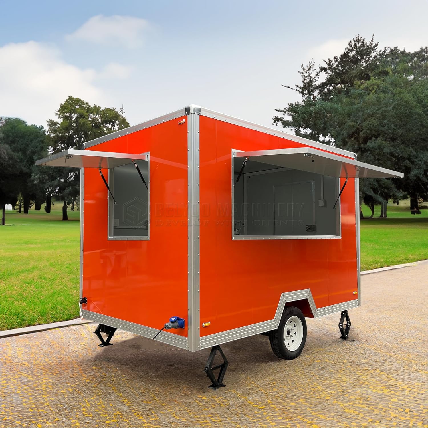 BELYOO Food Trailer for Sale Concession Trailer with Commercial Equipment Food Vending Cart FoodTruck Trailer Mobile Food Trucks for Sale Hot Dog Cart for Business Use