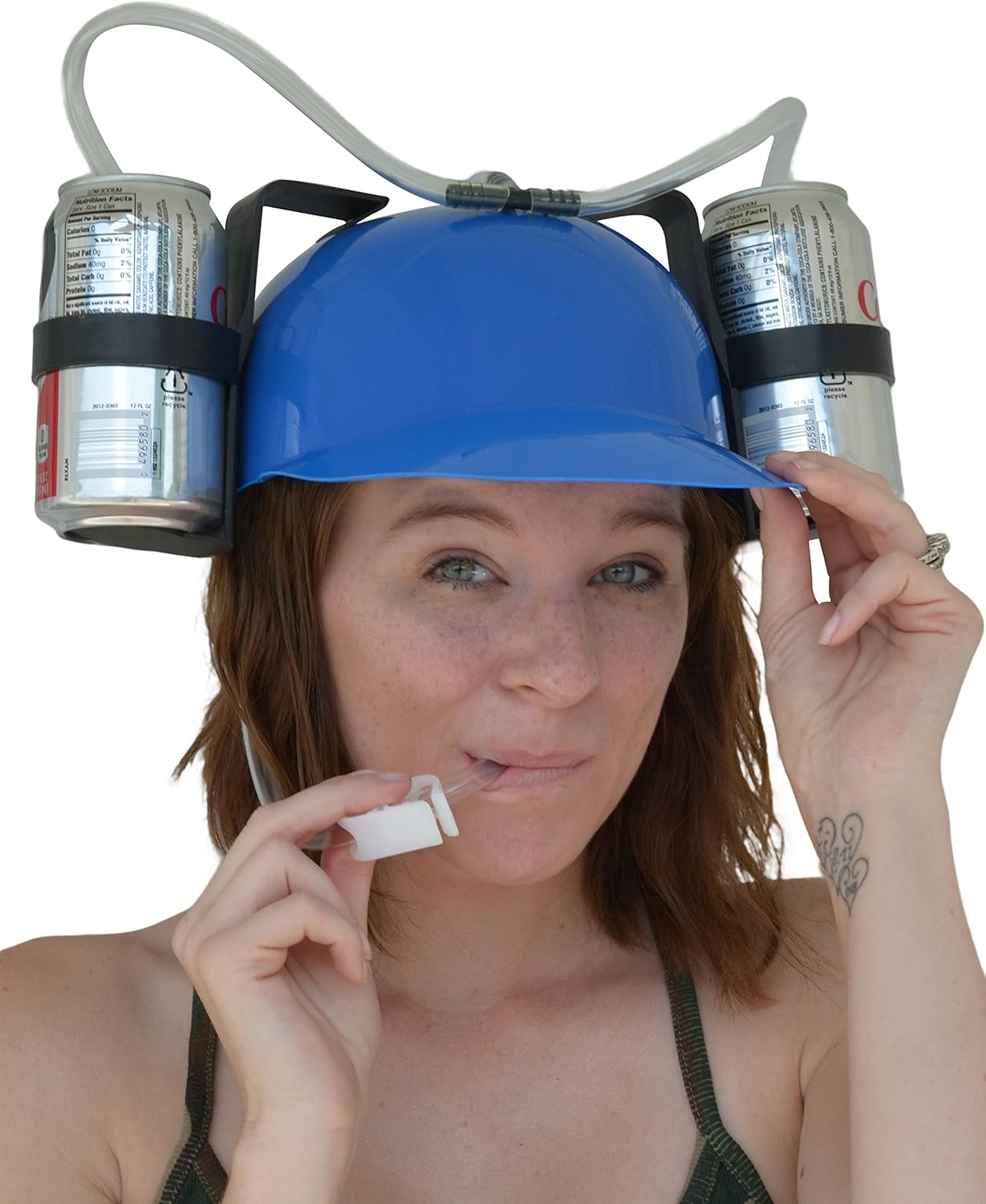 Fairly Odd Novelties Beer Soda Guzzler Helmet Drinking Party Hat, Blue