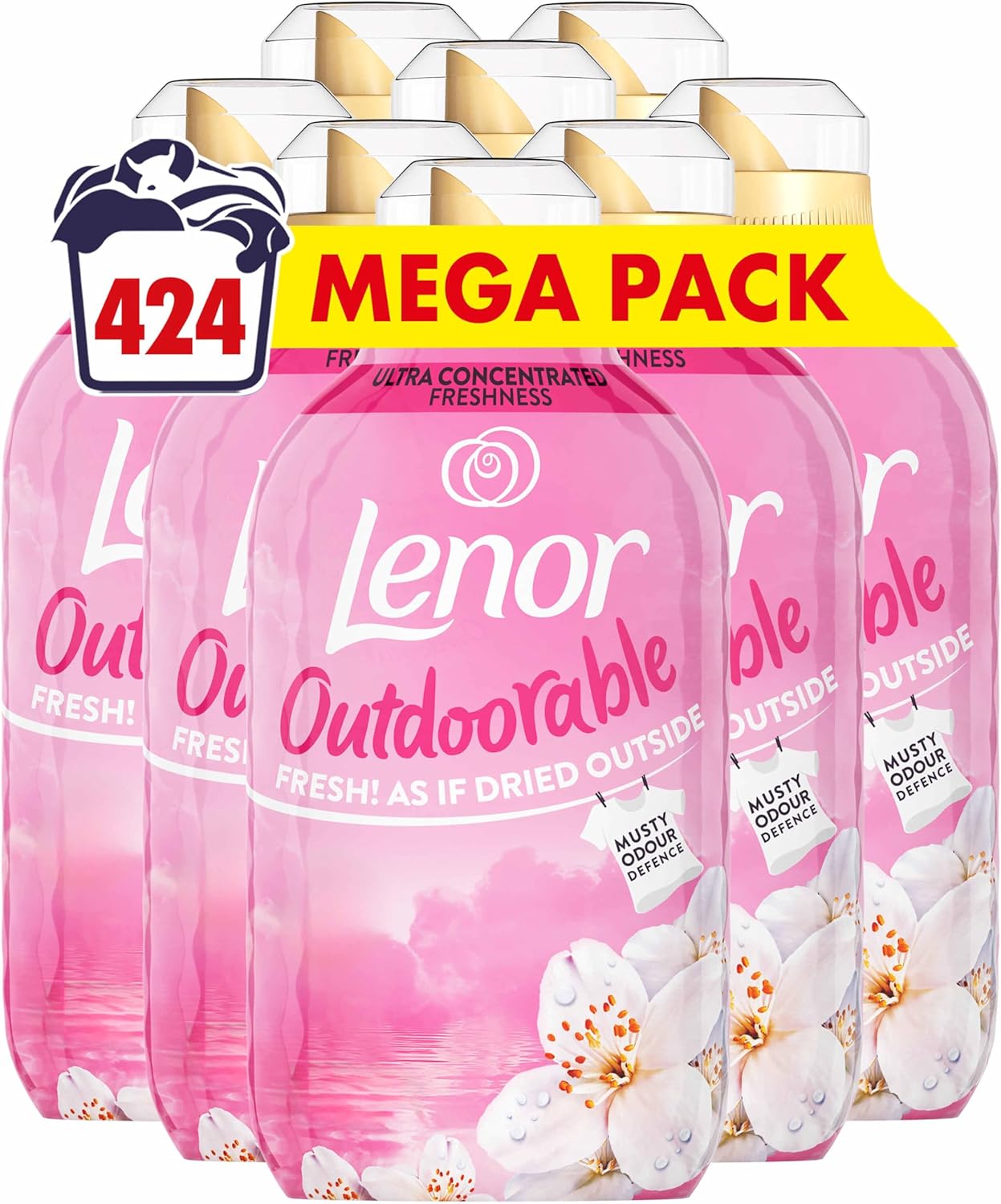 Lenor Outdoorable Fabric Conditioner, Dreamy Jasmine, 424 Washes (8x53) - Ultra Concentrated Freshness, Spring Awakening, Gold Orchid - Household Supplies