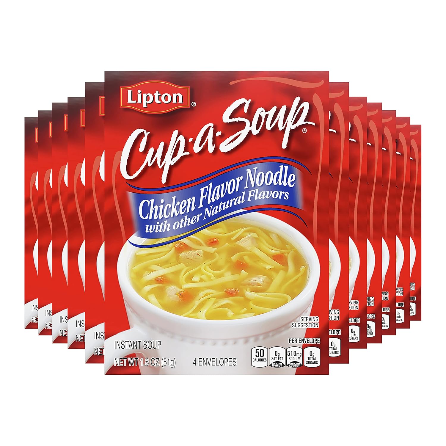 SOUP SECRETS Lipton Cup-a-Soup Instant Soup For a Warm Cup of Chicken Noodle Soup Made With Real Chicken Broth Flavor 1.8 oz 4 ct, Pack of 12