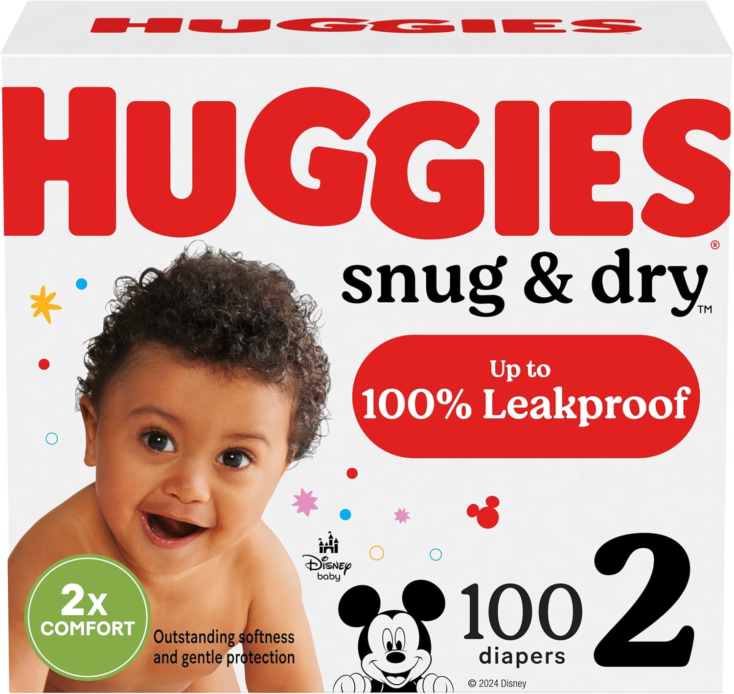 Huggies Size 2 Diapers, Snug & Dry Baby Diapers, Size 2 (12-18 lbs), 100 Count, Packaging May Vary