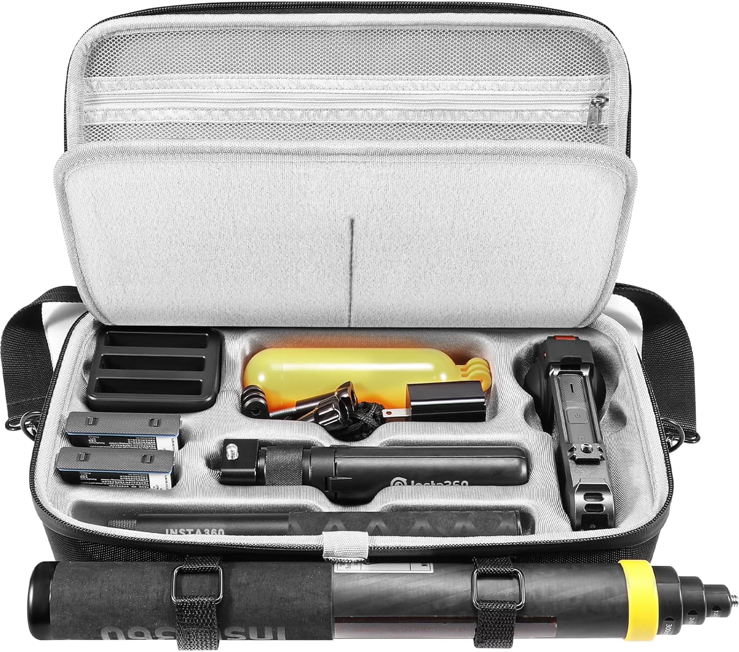 AMAZEAR Carrying Case for Insta360 X4 / Insta360 X5, Compatible 3m 9.8ft Extended Edition Selfie Stick, Portable Waterproof Shoulder Bag for Insta 360 X4 X5 X3 ONE X2, Premium Insta360 X4 Accessories