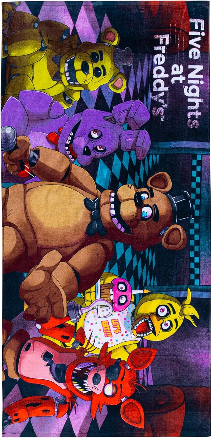 Franco Kids Super Soft Cotton Beach Towel, 58 in x 28 in, Five Nights At Freddy's