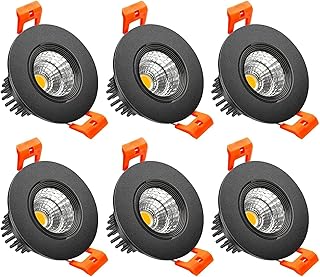 inShareplus 2 Inch LED Downlight, 3W Recessed Lighting COB Dimmable, 3000K Warm White, CRI80, Black Trim, LED Ceiling Lights with LED Driver, 6 Pack