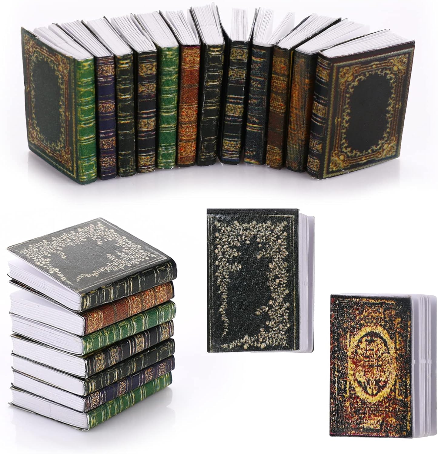 Molain Miniatures Dollhouse Books, Mini Books Dollhouse Accessories 1:12 Miniatures Books Dollhouse Decoration Accessories for Dollhouse Study Room Bedroom Library (12 Pcs B)