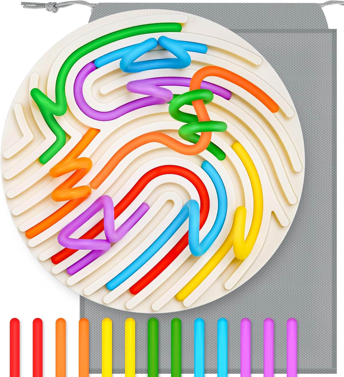 NiToy 13 Silicone Strings Sensory Board Toy for Kids, Sensory Activity Board, Busy Board, Travel-Friendly STEM Montessori Fidget Toy for Fine Motor Skills and Hand-Eye Coordination