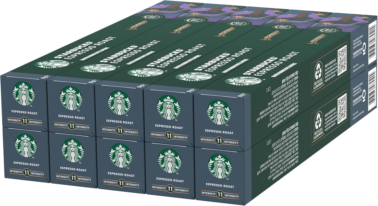 STARBUCKS Espresso Roast by Nespresso, Dark Roast, Coffee Capsules 10 x 10 (100 Capsules)