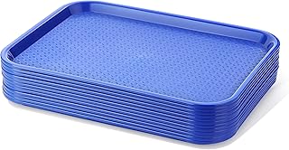 New Star Foodservice 24364 Blue Plastic Fast Food Tray, 10 by 14 Inch, Set of 12