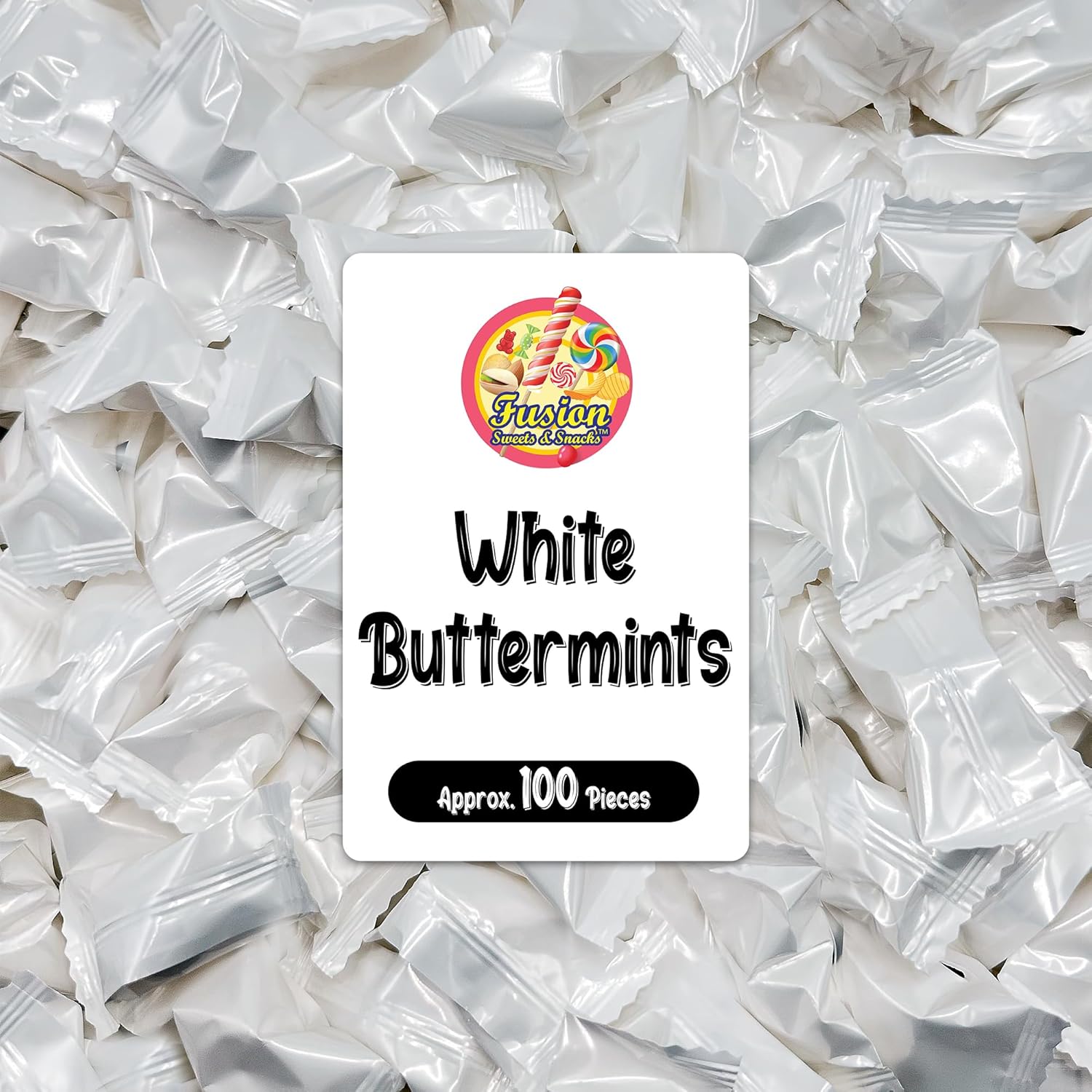 White Buttermints - 100 Count - Butter Mints Individually Wrapped - Wedding Mints - Perfect For Engagement Parties, Bridal Shower, Rehearsal Dinners, Reception, And More