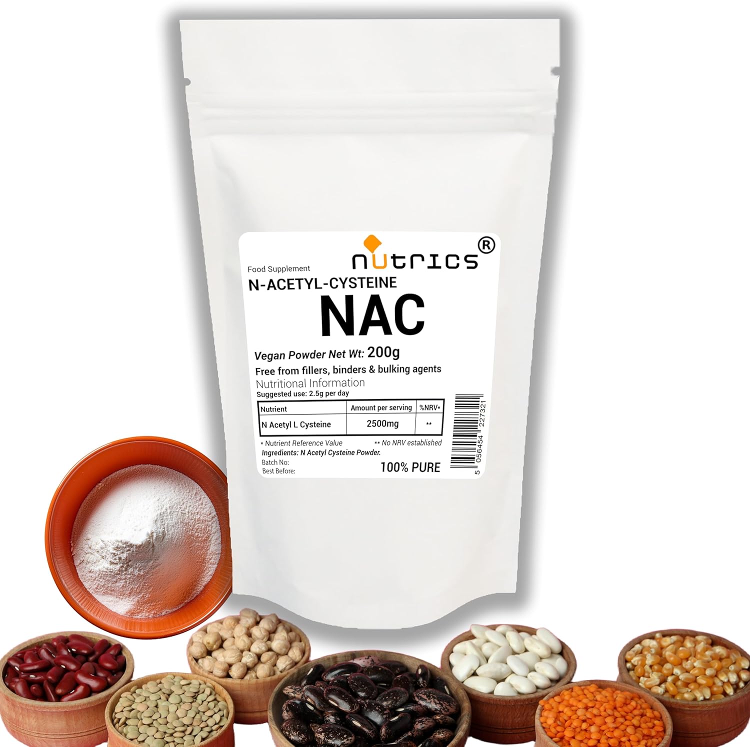 200g NAC N Acetyl Cysteine 100% Pure Powder - No fillers, Binders or Bulking Agents - Vegan Vegetarian