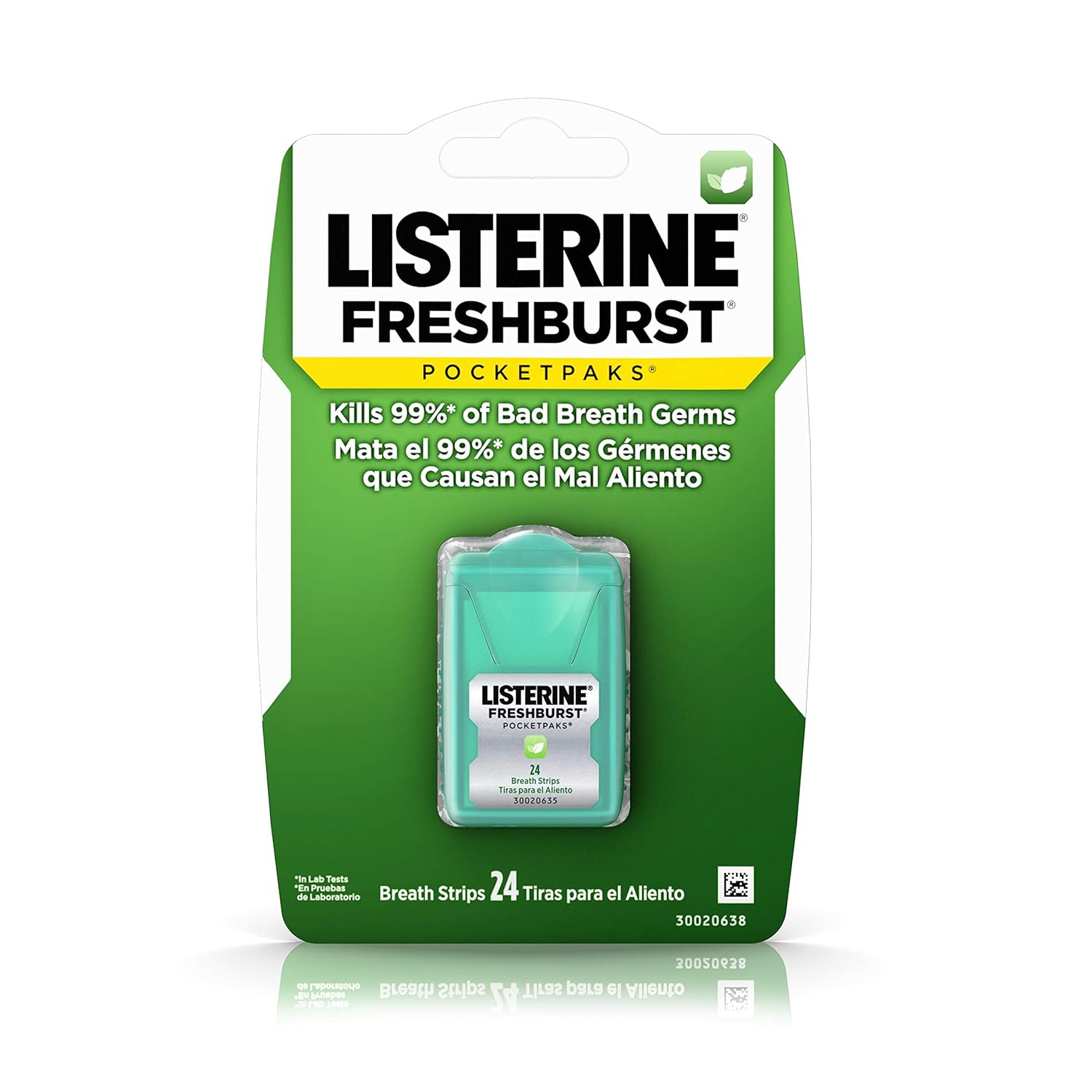 Listerine Freshburst Pocketpaks Fresh Breath Strips, Mint Breath Refresher Strips to Kill 99% of Bad Breath Germs, Portable Pack, Freshburst Spearmint Flavor, 24-Strips (Pack of 1)