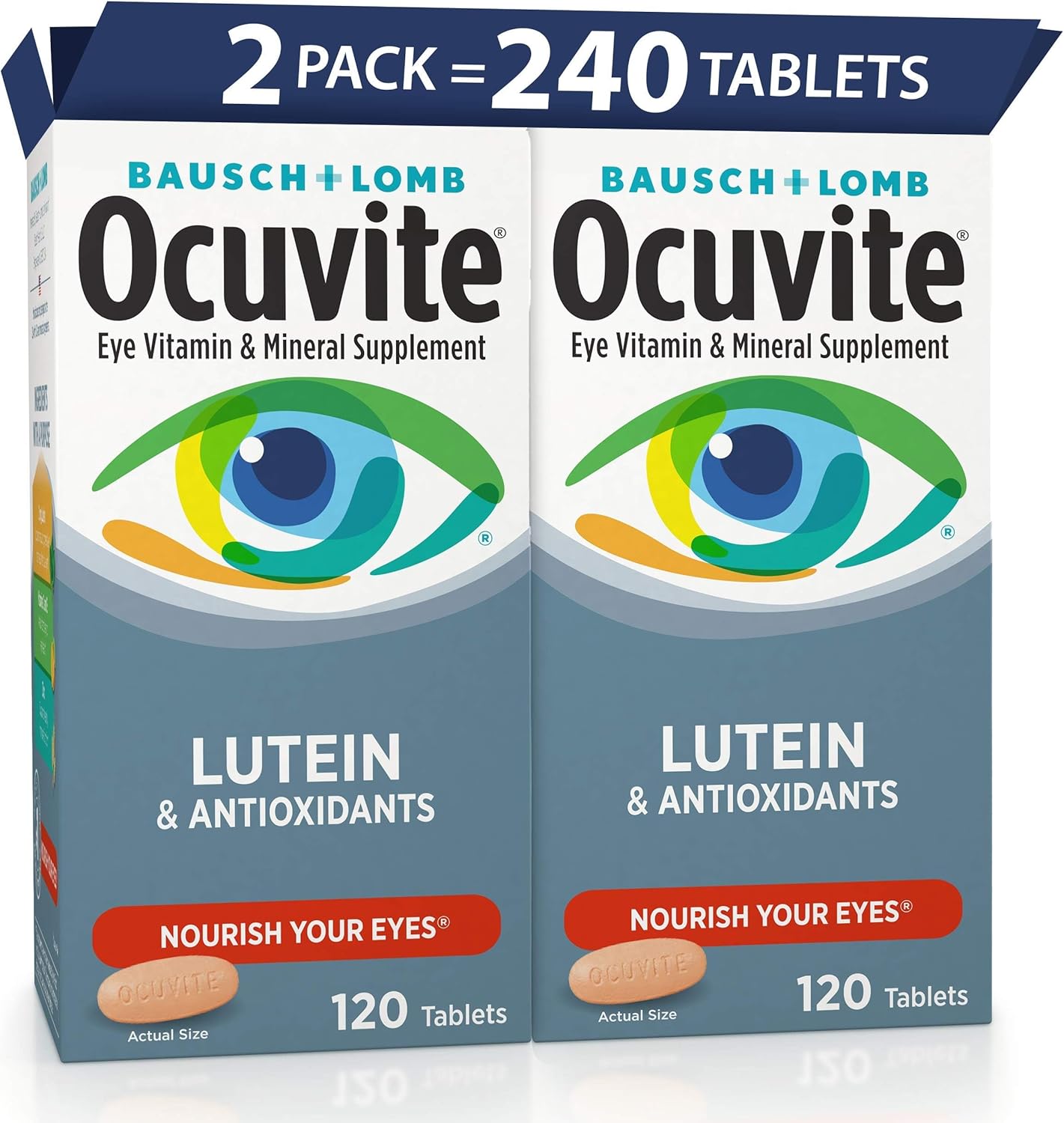 Ocuvite Bausch + Lomb Vitamin & Mineral Supplement Tablets with Lutein, 120 Count Bottle