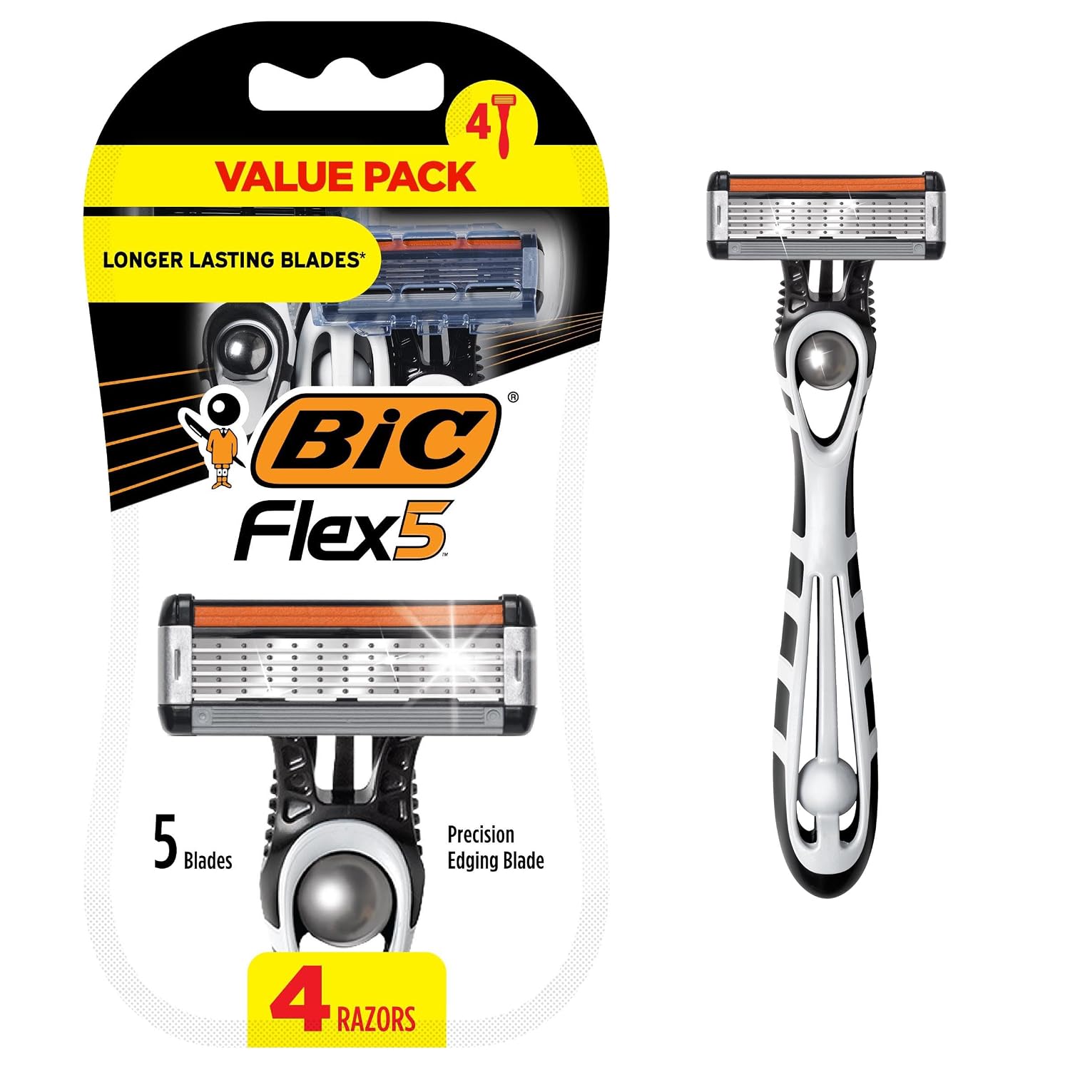 BIC Flex 5 Disposable Razor for Men, Sensitive Skin, 4 Count