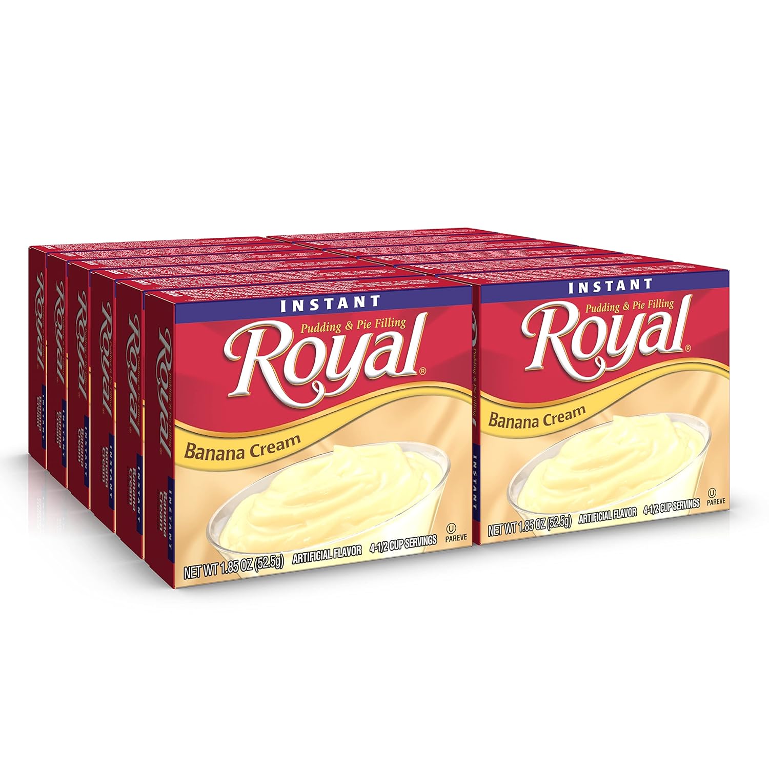 Royal Instant Pudding Dessert Mix, Banana Cream, Fat Free (12 - 1.85 Ounce Boxes) (Pack of 12)