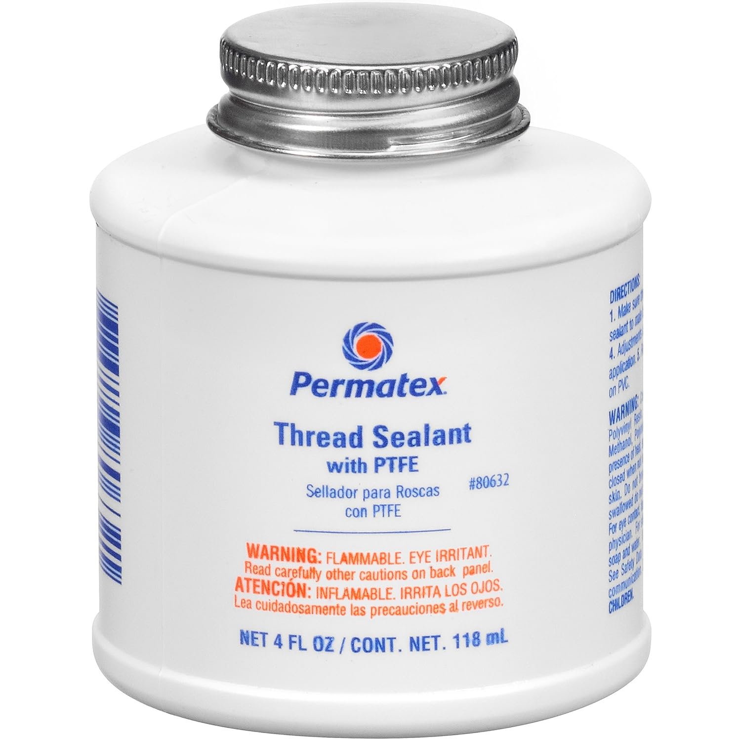 Permatex 80632-12PK Thread Sealant with PTFE, 4 oz. (Pack of 12) , White