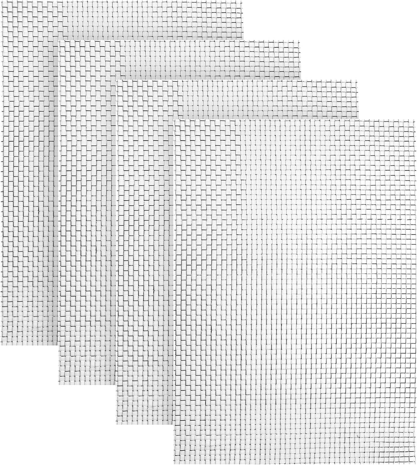 Woven Wire 6 Mesh 304 Stainless Steel 300X 210mm Metal Mesh Sheet Air Vent Rodent Control Insect Pest Proofing Mesh for Windows, Door, Filter 4 Pack