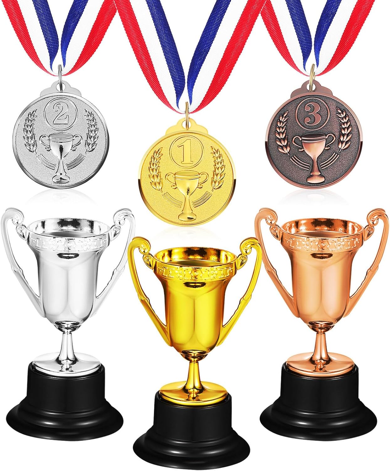 Toddmomy 1 Set Trophies and Medals Award Medals with Ribbon Competition Trophy Cups for Football Sports Day Medals Prizes