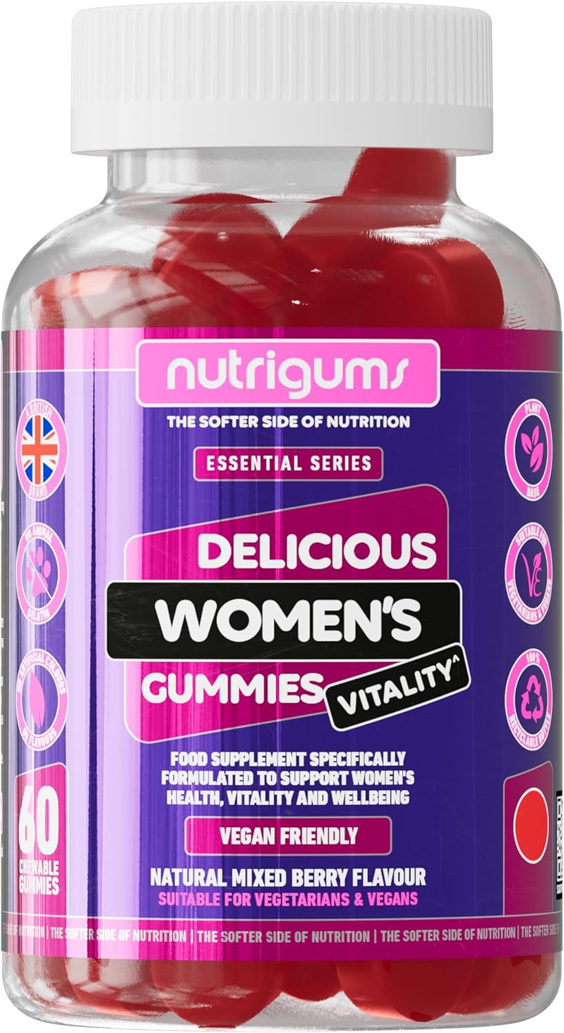 Women's Vitality Multivitamins & Probiotics Gummy | Contains 19 Active Nutrients | Mixed Fruit Flavour | 60 Vegan Gummies | Gut, Bones, Energy, Hair, Skin, Vision & Immunity by NUTRIGUMS®