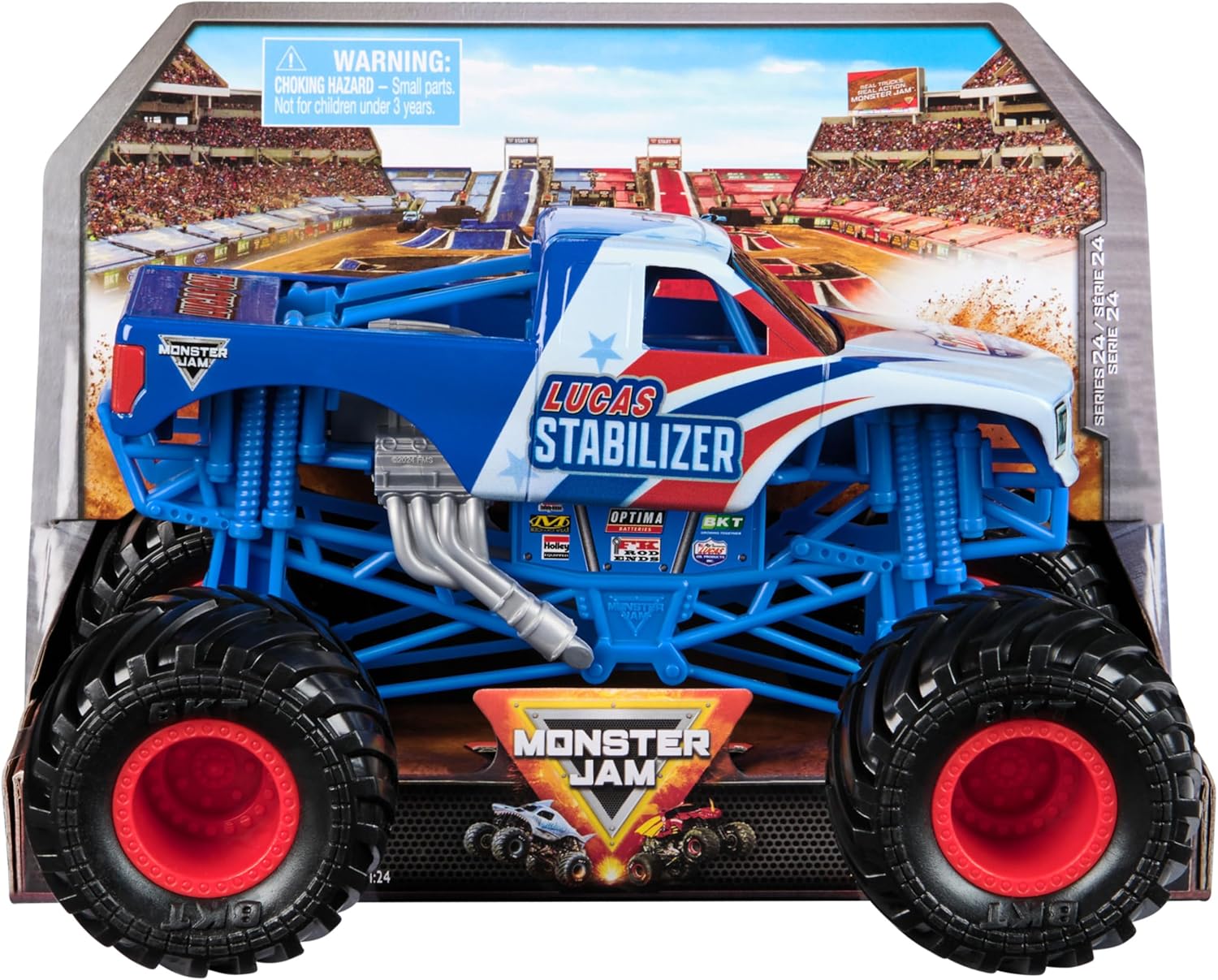 Monster Jam, Official Lucas Stabilizer Monster Truck, Collector Die-Cast Vehicle, 1:24 Scale, Kids’ Toys for Boys and Girls Aged 3 and up