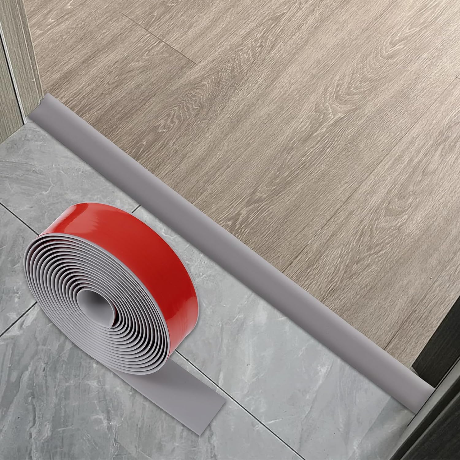 Self Adhesive Vinyl Floor Transition Strip, PVC Door Strip Threshold Bar Door, Laminate Floor Flat for Flooring Edge Trim Grey Wood Joining Flooring Edge Trim Grey 5cmX2m(1.96in, 6.5FT)