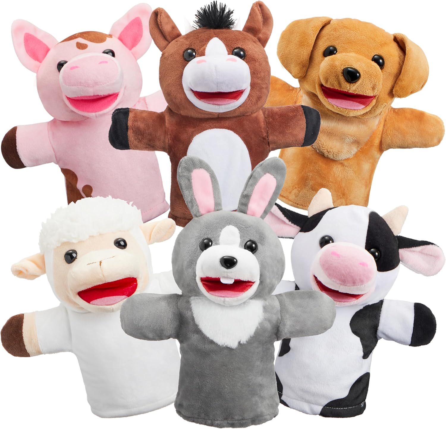 JOYIN 6-Piece Farm Animal Hand Puppet SetJOYIN Animal Friends Deluxe Kids Hand Puppets with Working Mouth (Pack of 6) for Imaginative Play, Show Theater, Easter/Birthday Party Supplies